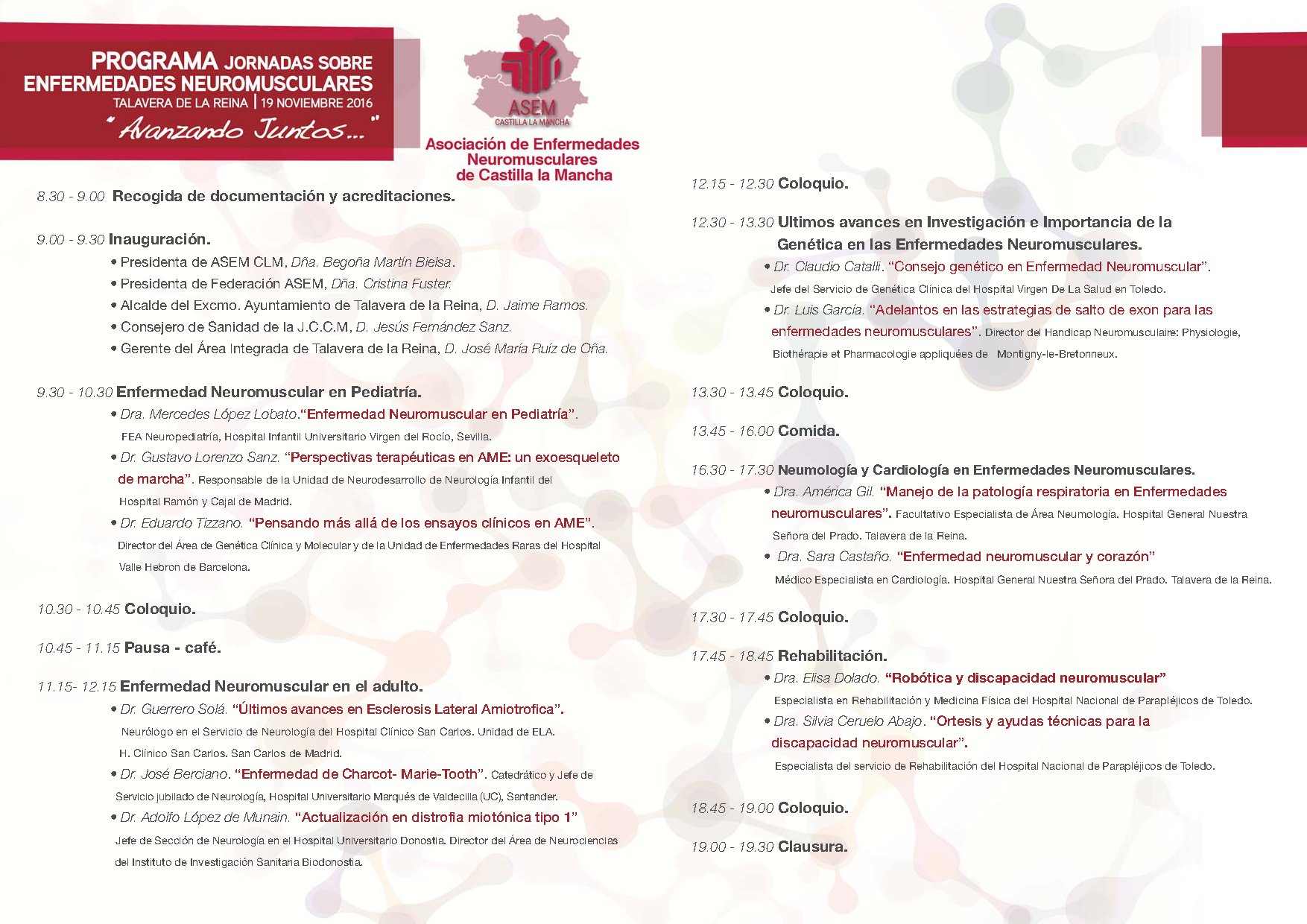 programa Jornadas Nacionales Enfermedades Neuromusculares ASEM-CLM